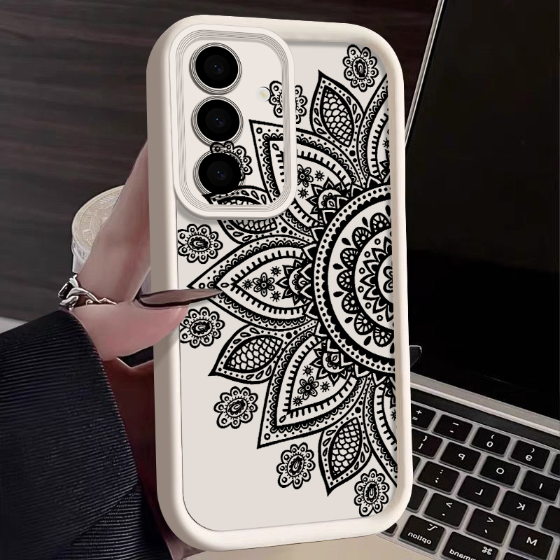 Phone Cases For Samsung A14 - レトロな花柄トーテムパターンケース Samsung Galaxy A57 A37 A56