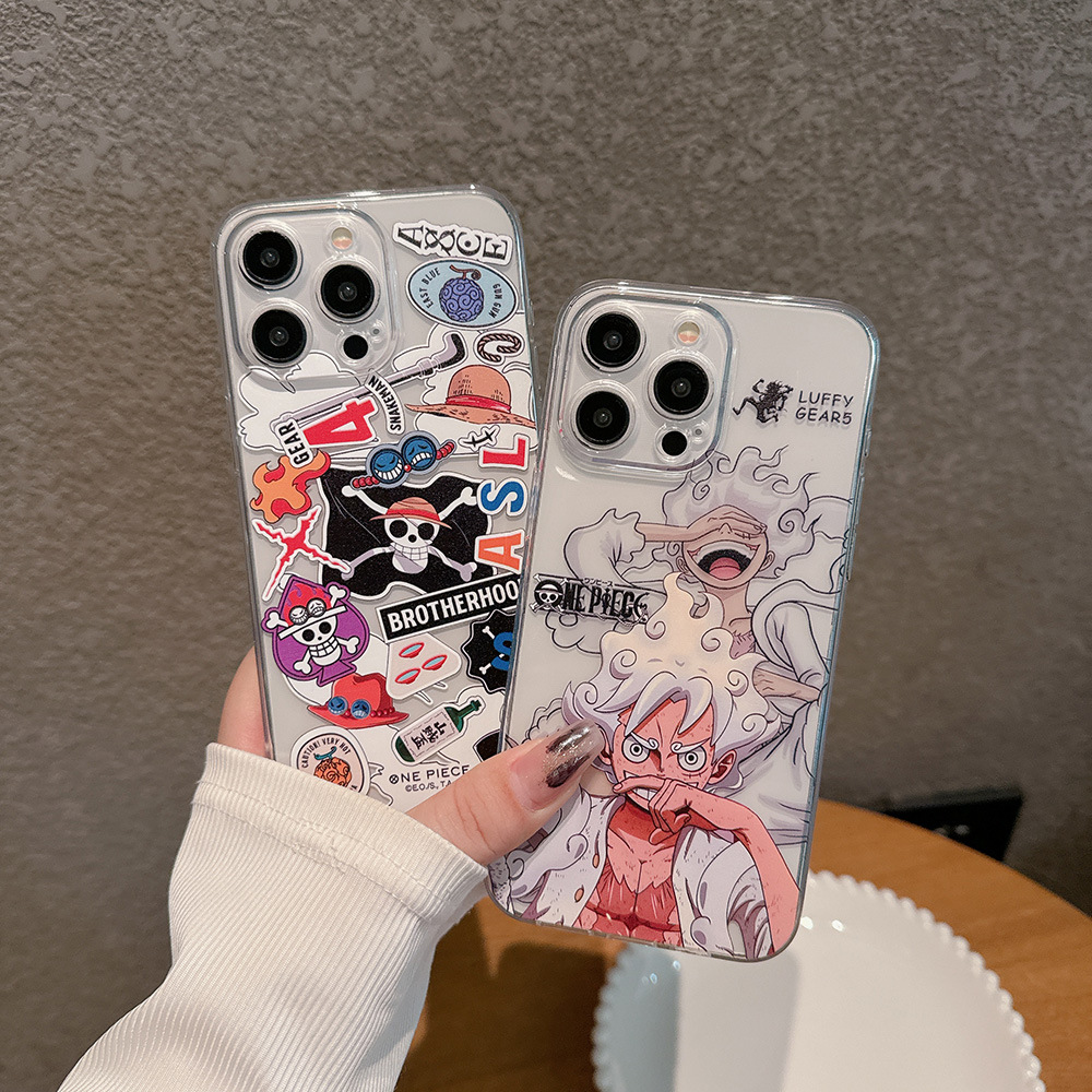 Phone Cases One Piece - ファッションジャパンアニメワンピース ニカ ルフィ 透明スマホケース iPhone 17