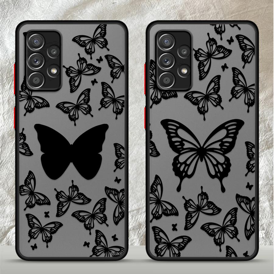 Phone Cases For Samsung A14 - ブラックバタフライフォンカバーケース サムスンギャラクシーA52S A72 A54 A34 A36