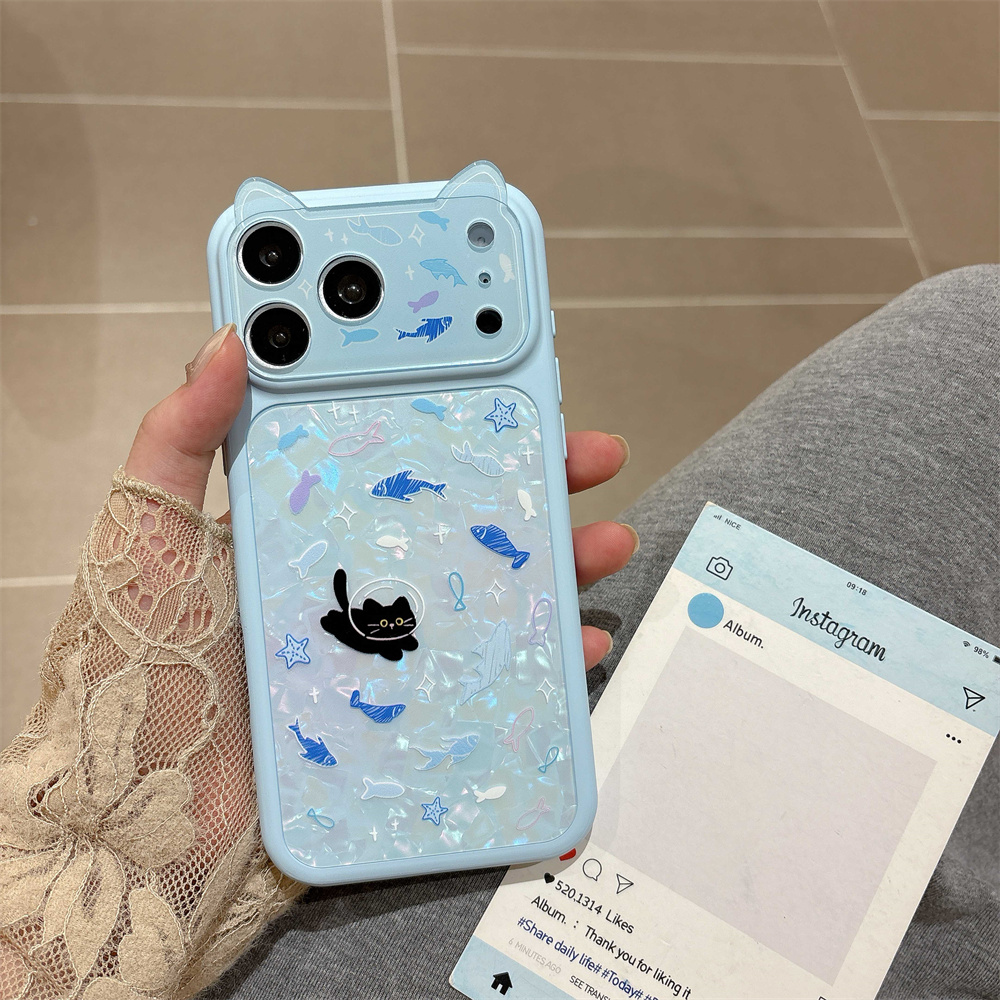 Phone Cases Amazon - かわいい子猫と魚の漫画柄iPhoneケース iPhone 17 16 Pro Max