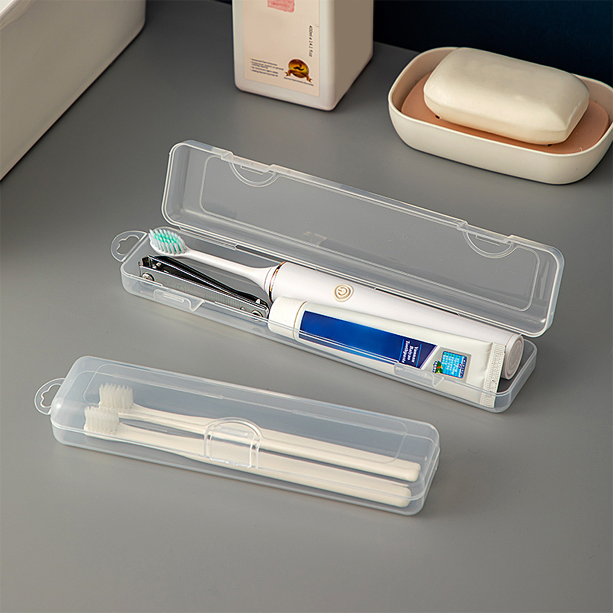Phone Cases The Dairy - WORTHBUY 歯ブラシ用のポータブルプラスチックオーガナイザー,歯ブラシホルダー,歯磨き粉ボックス,収納コンテナ