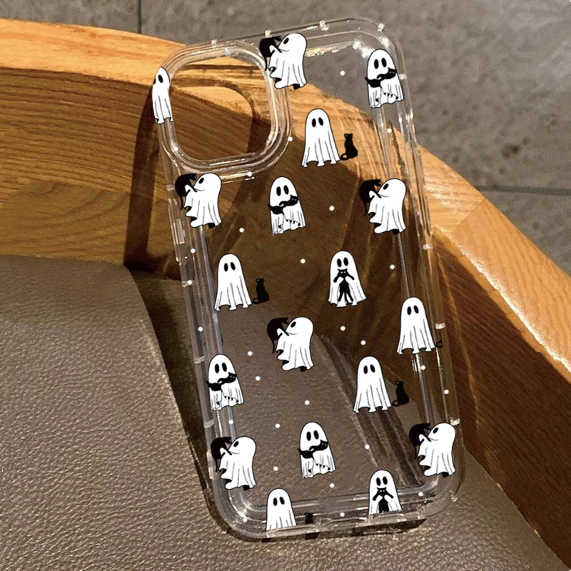 Phone Cases Amazon - 西洋ハロウィンカウボーイゴースト＆フラワープリントクリアケース iPhone 17 16 15 Pro