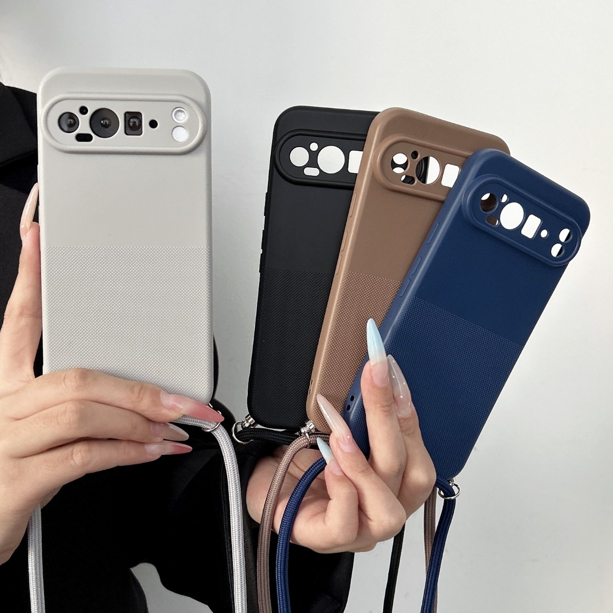 Phone Cases Pixel 9A - クロスボディランヤードストラップ付きマットTPUスマホケース Google Pixel 6 7 9