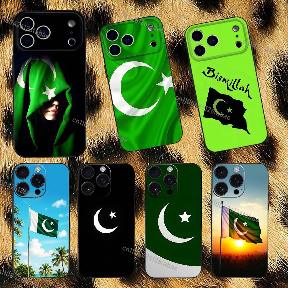 Phone Cases Pakistan - パキスタン国旗柄 ブラックソフトケース iPhone 17 13 14