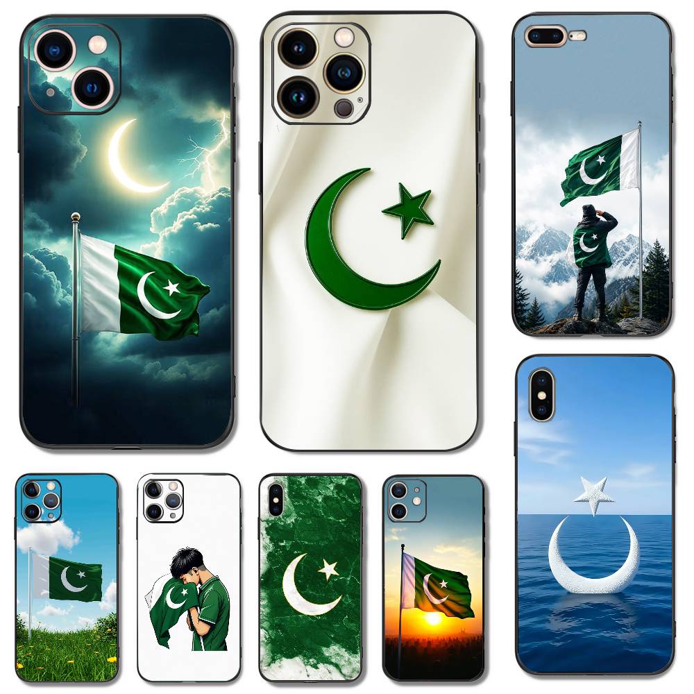 Phone Cases Pakistan - パキスタンパスポート旗柄 iPhone 17,16,15,14,13,12,11,Pro,X,XS,Max,XR,Plus,Mini用 ソフトシリコン製スマホケース ブラック 耐衝撃TPU