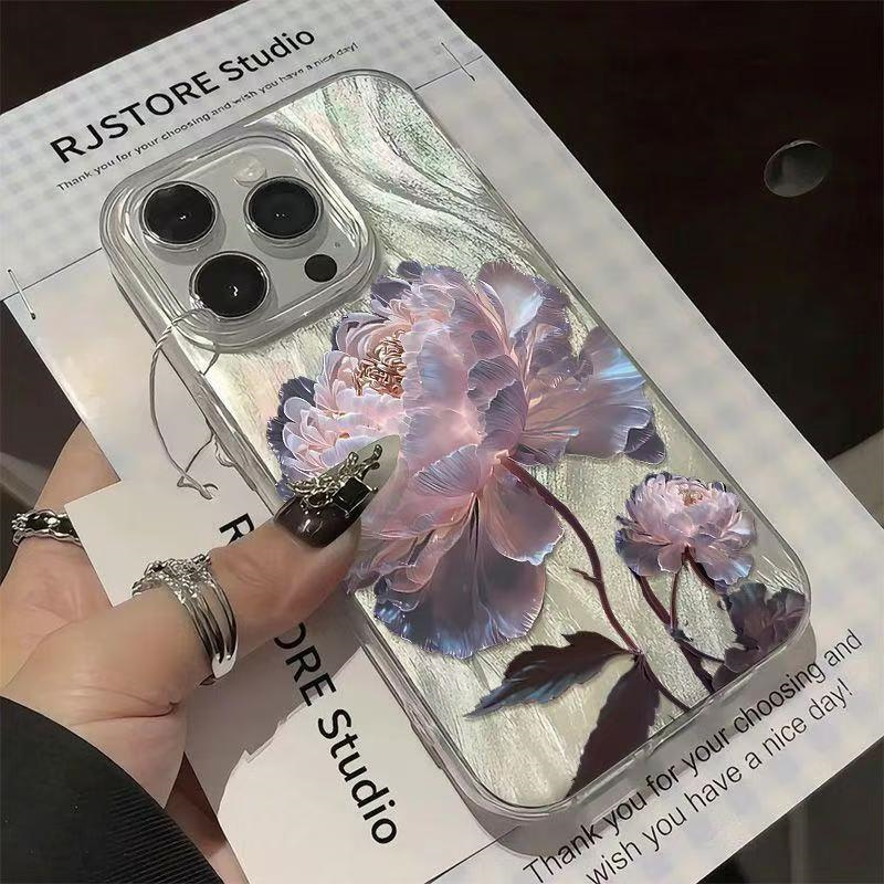 Phone Cases For Samsung A14 - ピンクの牡丹と蓮の模様のスマホケース、Samsung Galaxy S26 S25 FE A55