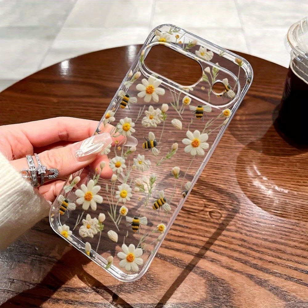 Phone Cases Pixel 9A - かわいいミツバチの花柄ソフトクリア電話ケース Google Pixel 10 9 8