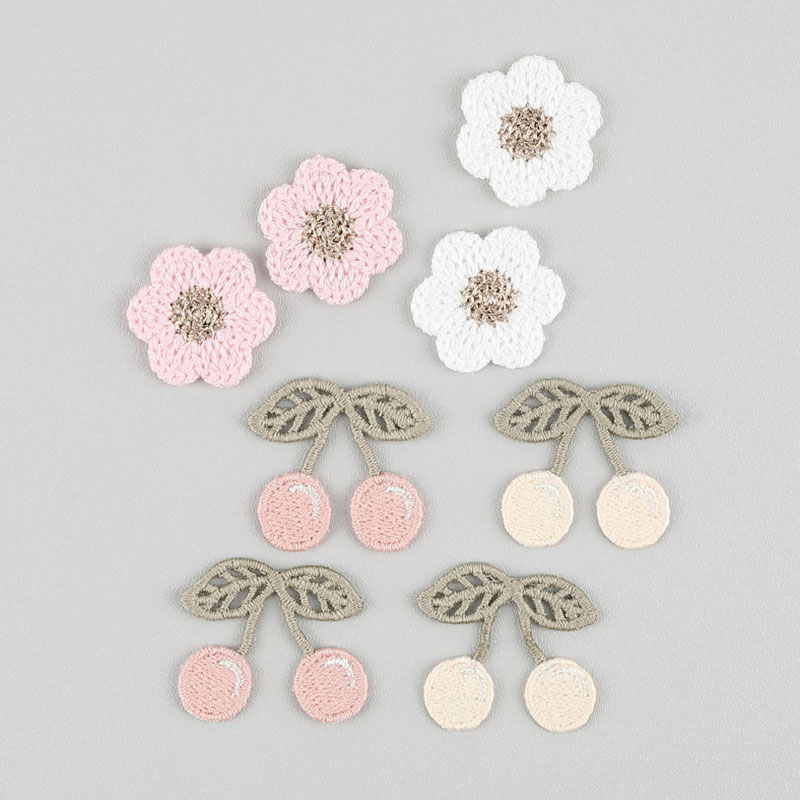 Phone Cases The Dairy - 20 個ピンクホワイト桜刺繍アップリケヘアクリップアクセサリー携帯電話ケース DIY 装飾パッチ