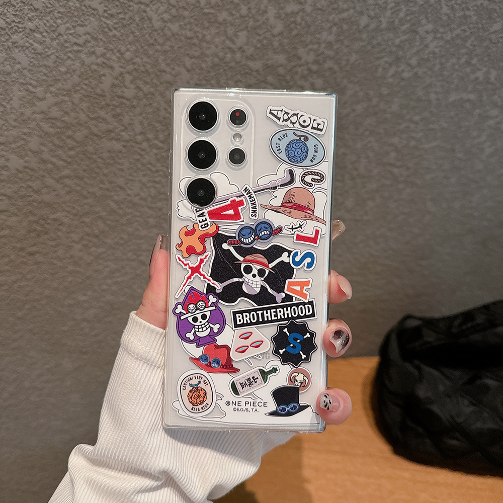 Phone Cases One Piece - ファッションジャパンアニメワンピース ニカ ルフィ 透明スマホケース Samsung Galaxy