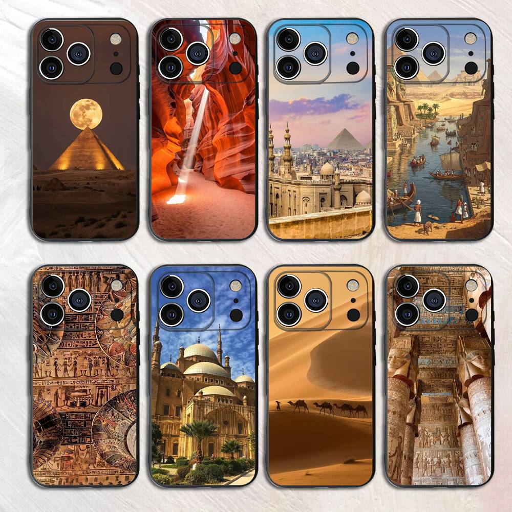 Phone Cases Egypt - エジプトのイメージ入りシリコン製ソフトフォンケース iPhone17、16、15、14、13、12 Pro Max Plus X