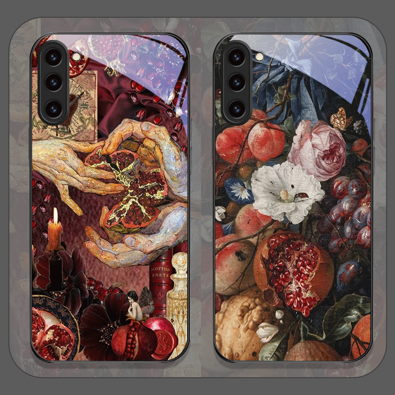 豪華なザクロの花柄強化ガラス製スマホケース Samsung  - Phone Cases Samsung S25 のレビューと価格