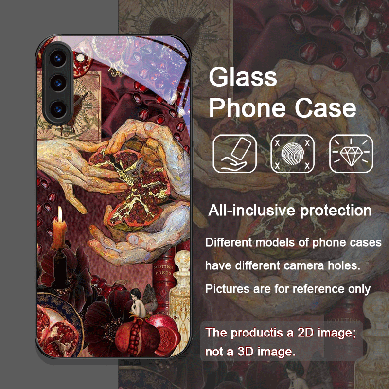 豪華なザクロの花柄強化ガラス製スマホケース Samsung  - Phone Cases Samsung S25 のレビューと価格
