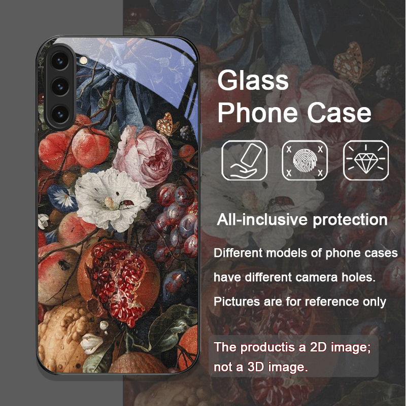 豪華なザクロの花柄強化ガラス製スマホケース Samsung  - Phone Cases Samsung S25 のレビューと価格