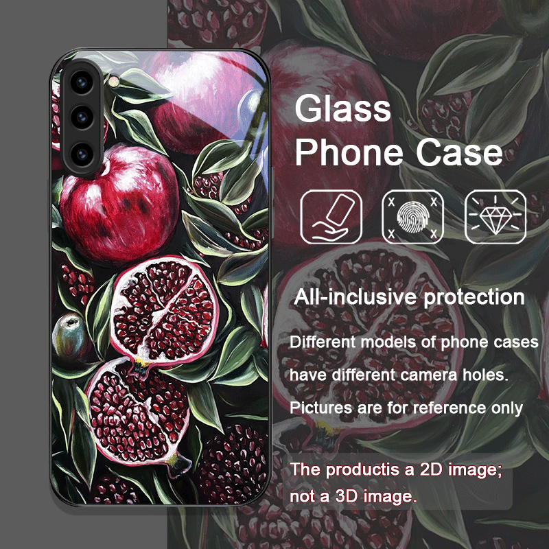 豪華なザクロの花柄強化ガラス製スマホケース Samsung  - Phone Cases Samsung S25 のレビューと価格