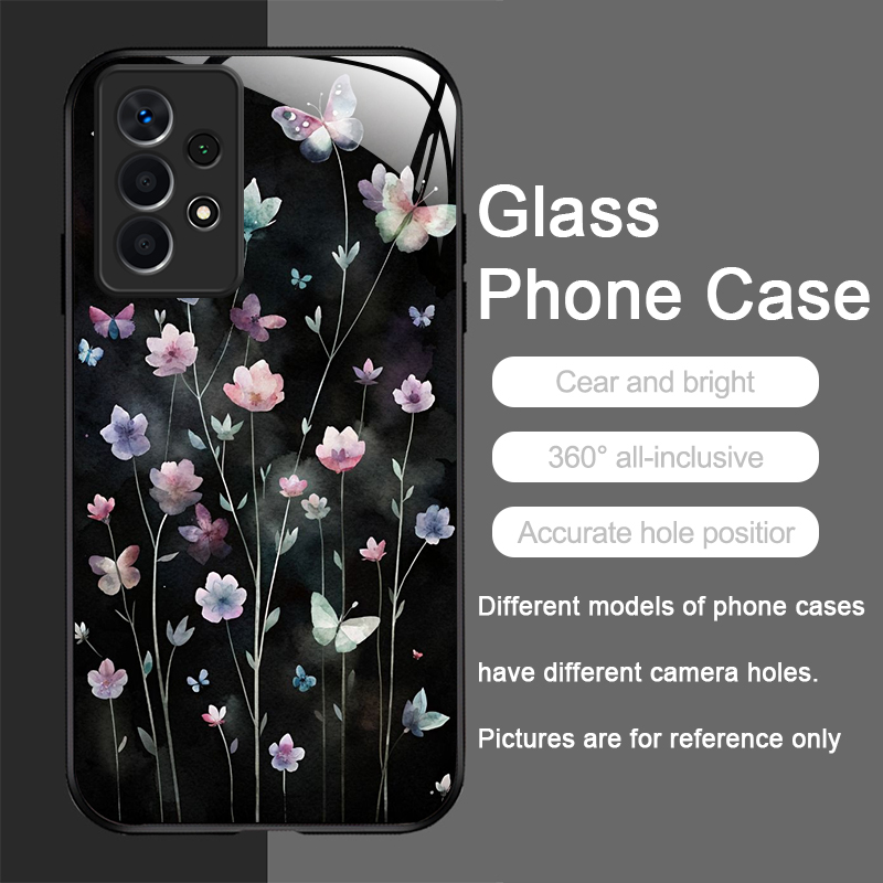 ヴィンテージ風花柄蝶々フラワーデザイン強化ガラス製スマホケー - Phone Cases For Samsung A14 のレビューと価格