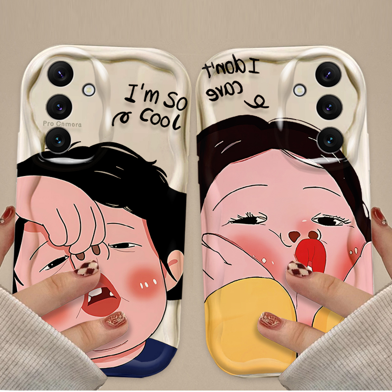 面白い男の子 可愛い女の子 波 ソフトフォンケース Sams - Phone Cases For Samsung A14 のレビューと価格