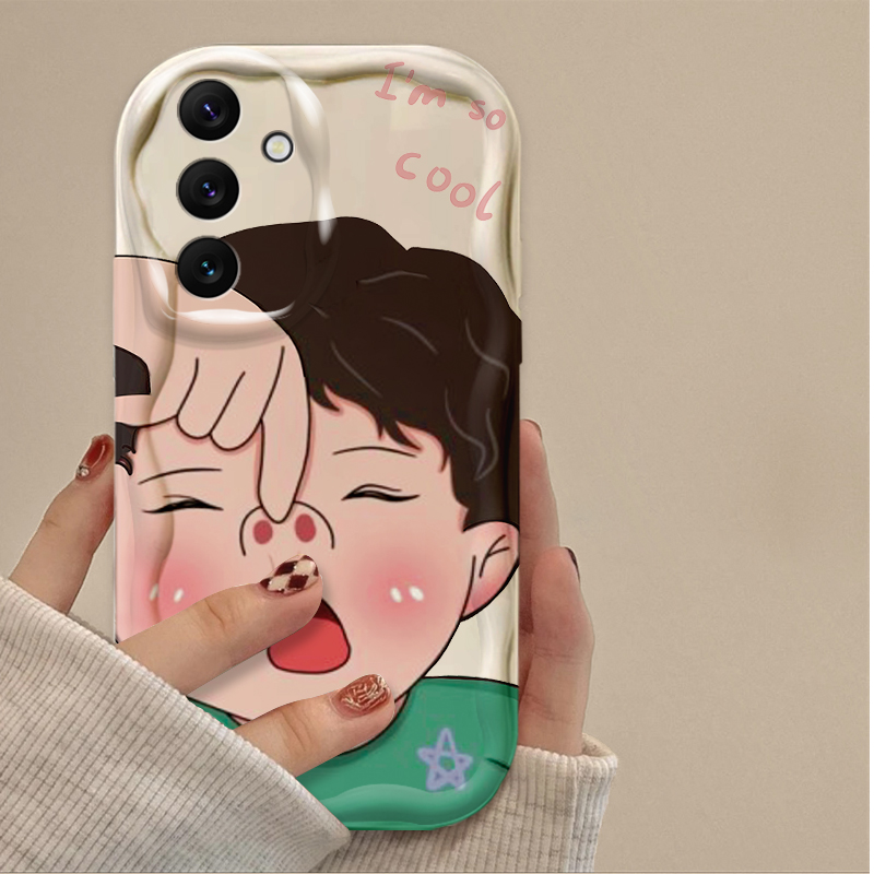 面白い男の子 可愛い女の子 波 ソフトフォンケース Sams - Phone Cases For Samsung A14 のレビューと価格