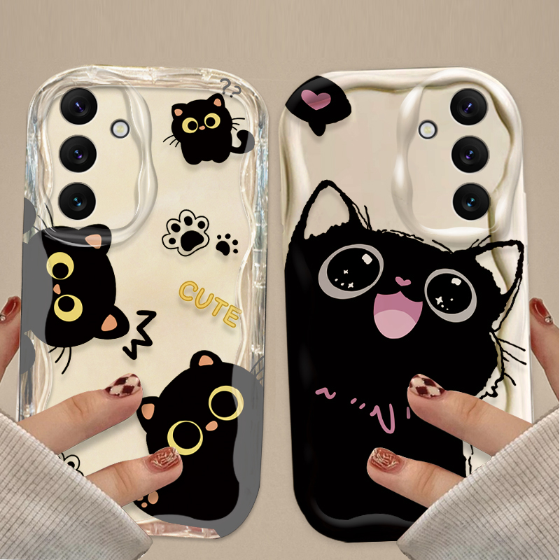 かわいい大きな目の黒猫ケース Samsung Galaxy  - Phone Cases For Samsung A14 のレビューと価格