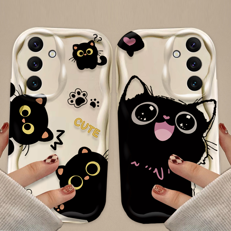 かわいい大きな目の黒猫ケース Samsung Galaxy  - Phone Cases For Samsung A14 のレビューと価格
