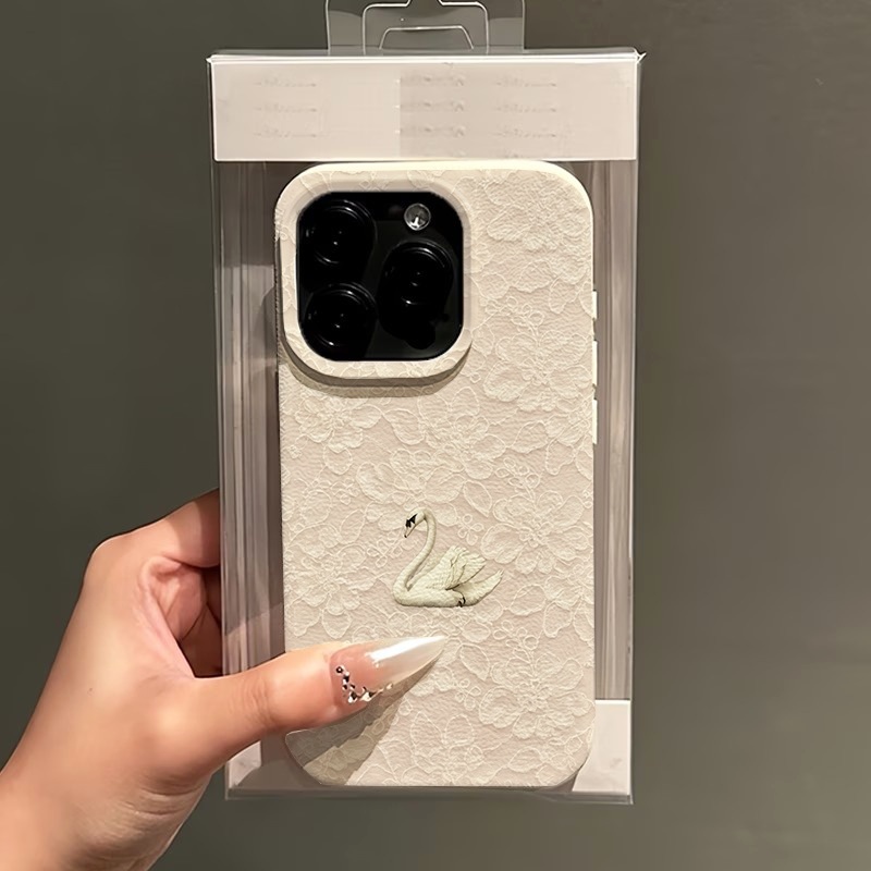 レーススワン柄ライチテクスチャスマホケース iPhone 1 - Phone Cases Amazon のレビューと価格