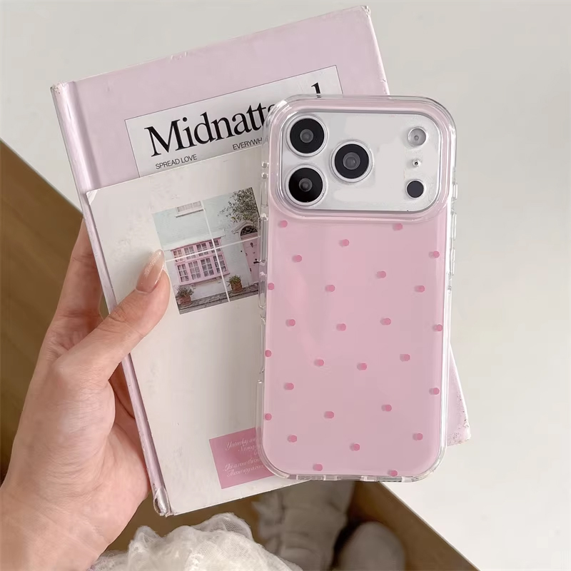 韓国風 シンプル ブルー ピンク 水玉模様 漫画風 スマホケ - Cute Cartoon Case のレビューと価格