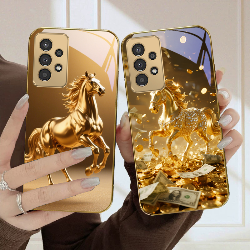 素敵な金色の馬のデザインのSamsung A50 A51 A - Phone Cases For Samsung A14 のレビューと価格