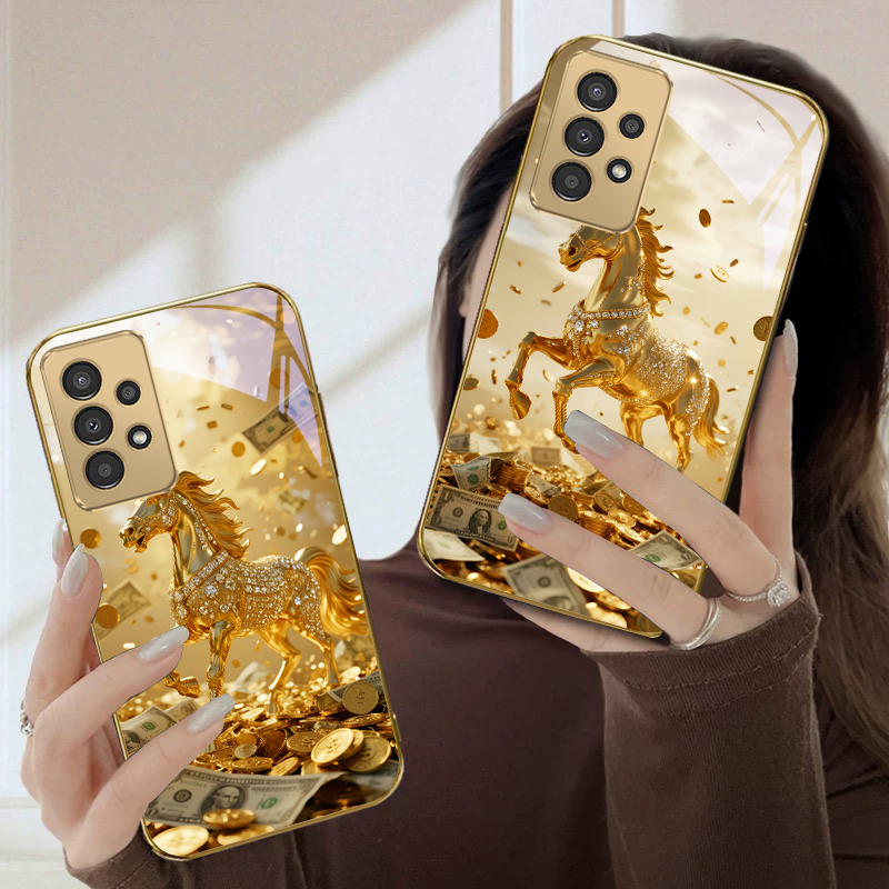 素敵な金色の馬のデザインのSamsung A50 A51 A - Phone Cases For Samsung A14 のレビューと価格