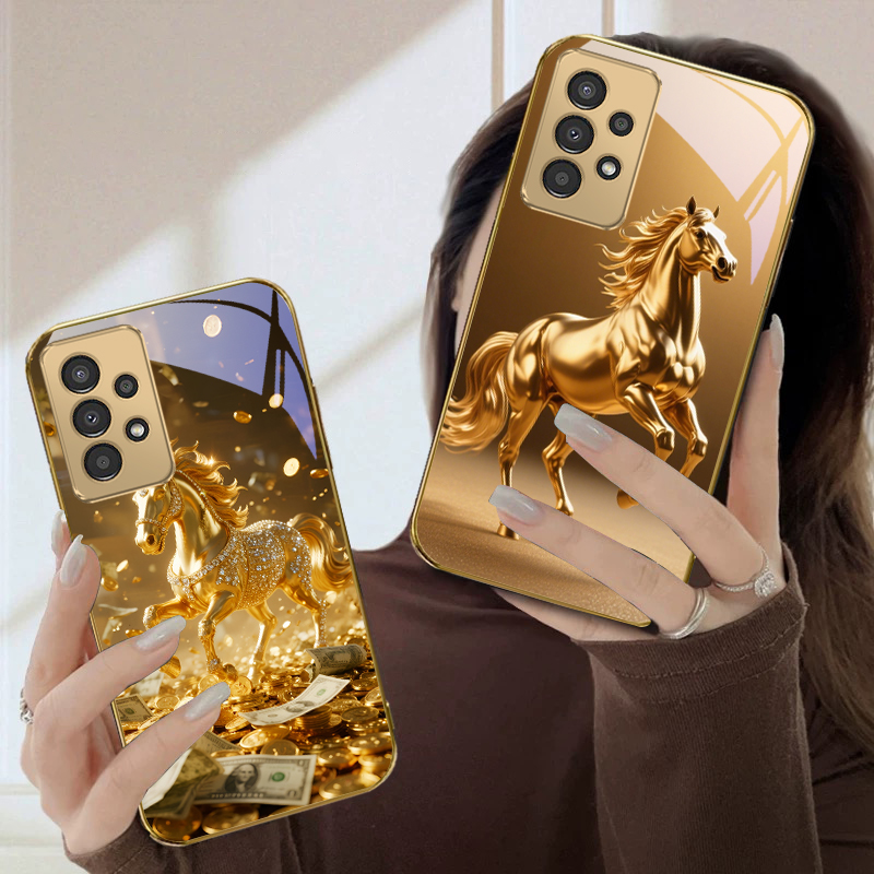 素敵な金色の馬のデザインのSamsung A50 A51 A - Phone Cases For Samsung A14 のレビューと価格