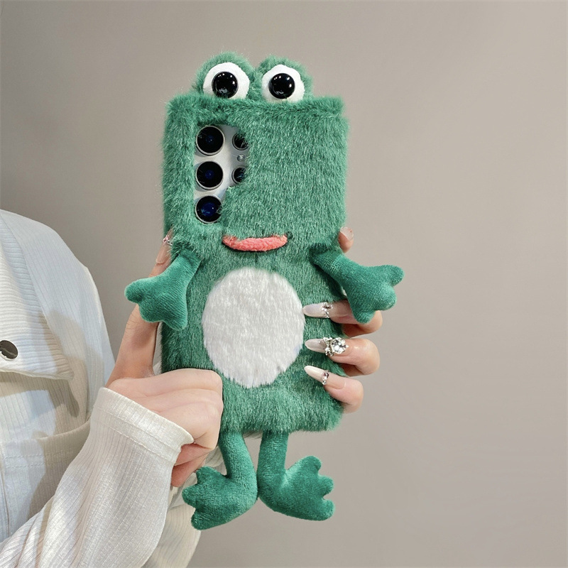 ぬいぐるみカエルのスマホケース、かわいい緑色の動物3Dソフト - Phone Cases Samsung S25 のレビューと価格